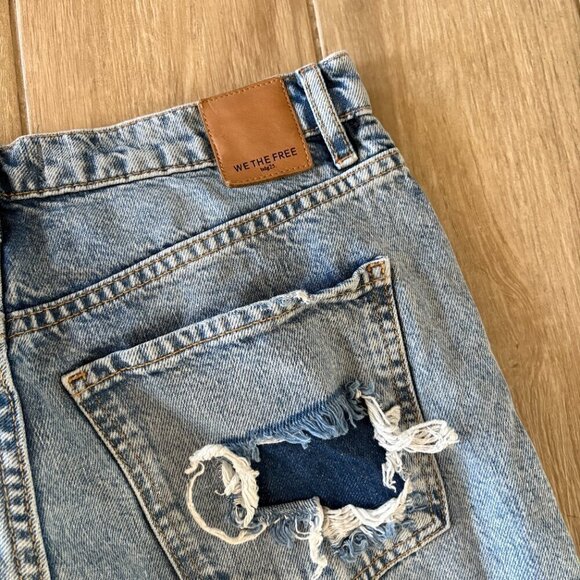 Free People New Dawn Flare Jeans Women's 30 Blue Denim Distressed High Rise Boho - Picture 8 of 11